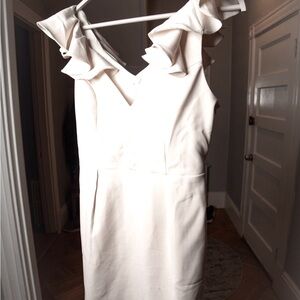 Cream Sleeveless V-Neck Sheath Dress